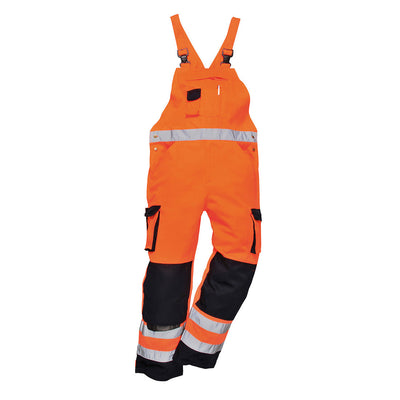 Portwest TX52 Dijon Hi Vis Bib and Brace 1#colour_orange-navy 2#colour_orange-navy 3#colour_orange-navy