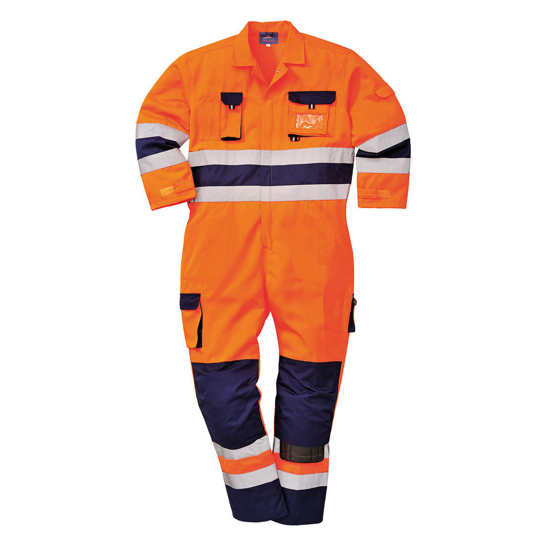 Portwest TX55 Nantes Hi Vis Coveralls 1#colour_orange-navy 2#colour_orange-navy