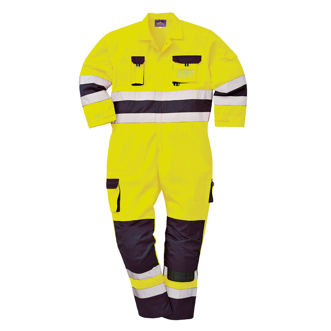 Portwest TX55 Nantes Hi Vis Coveralls 1#colour_yellow-navy 2#colour_yellow-navy