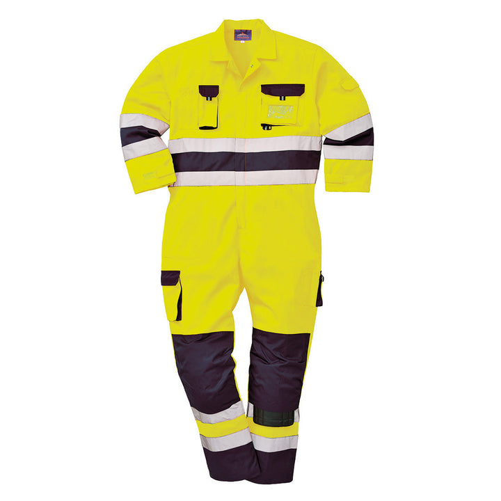 Portwest TX55 Nantes Hi Vis Coveralls 1#colour_yellow-navy 2#colour_yellow-navy