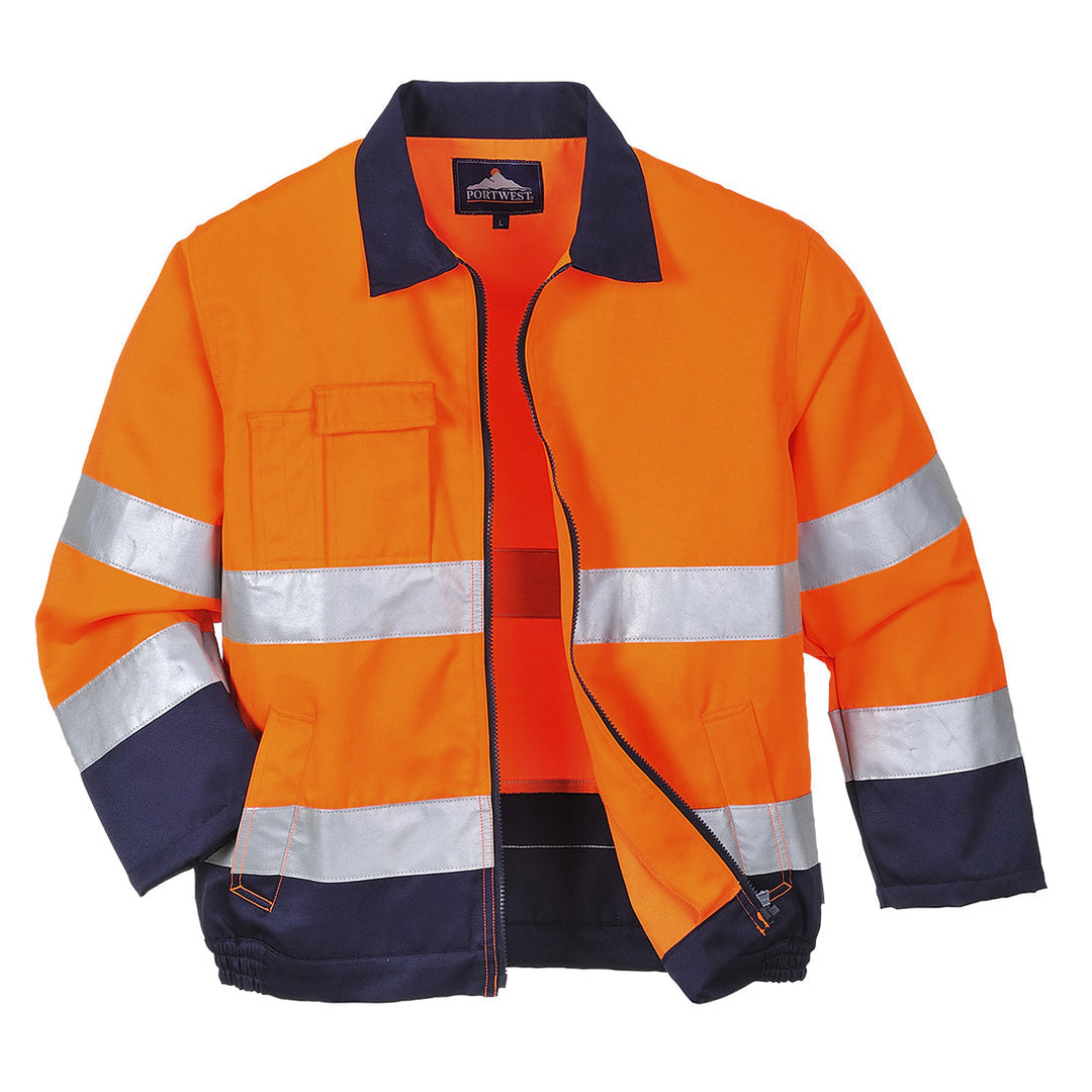 Portwest TX70 Madrid Hi Vis Jacket 1#colour_orange-navy