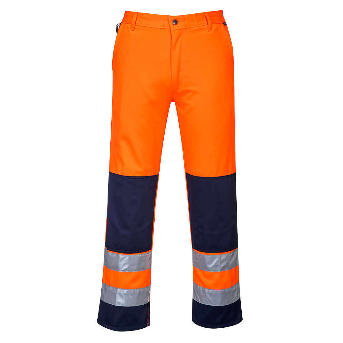 Portwest TX71 Seville Hi Vis Trousers 1#colour_orange-navy