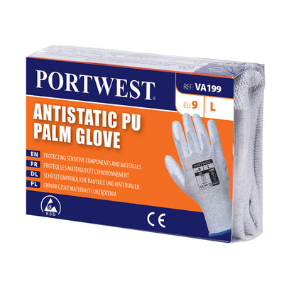 Portwest VA199 Vending Antistatic PU Palm Gloves 1#colour_grey 2#colour_grey
