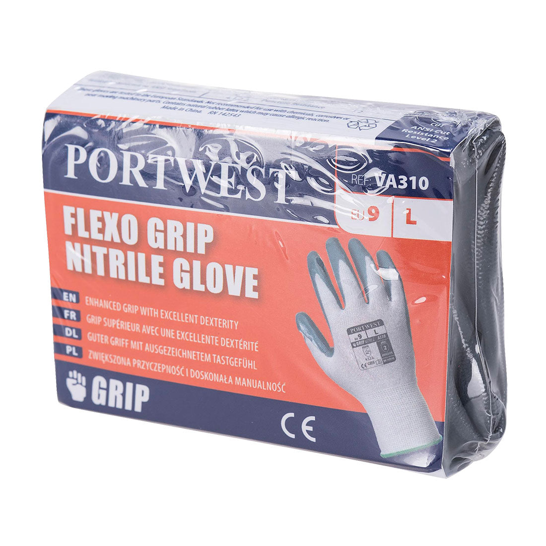 Portwest VA310 Vending Machine Flexo Grip Nitrile Gloves 1#colour_white-grey 2#colour_white-grey