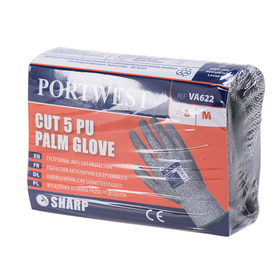 Portwest VA622 Vending Machine MR Cut Resistant PU Palm Gloves 1#colour_grey 2#colour_grey