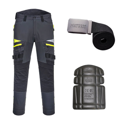 Portwest Special offer DX449 DX4 Work Trousers Pack - Stretch Trousers + Belt + Knee Pads