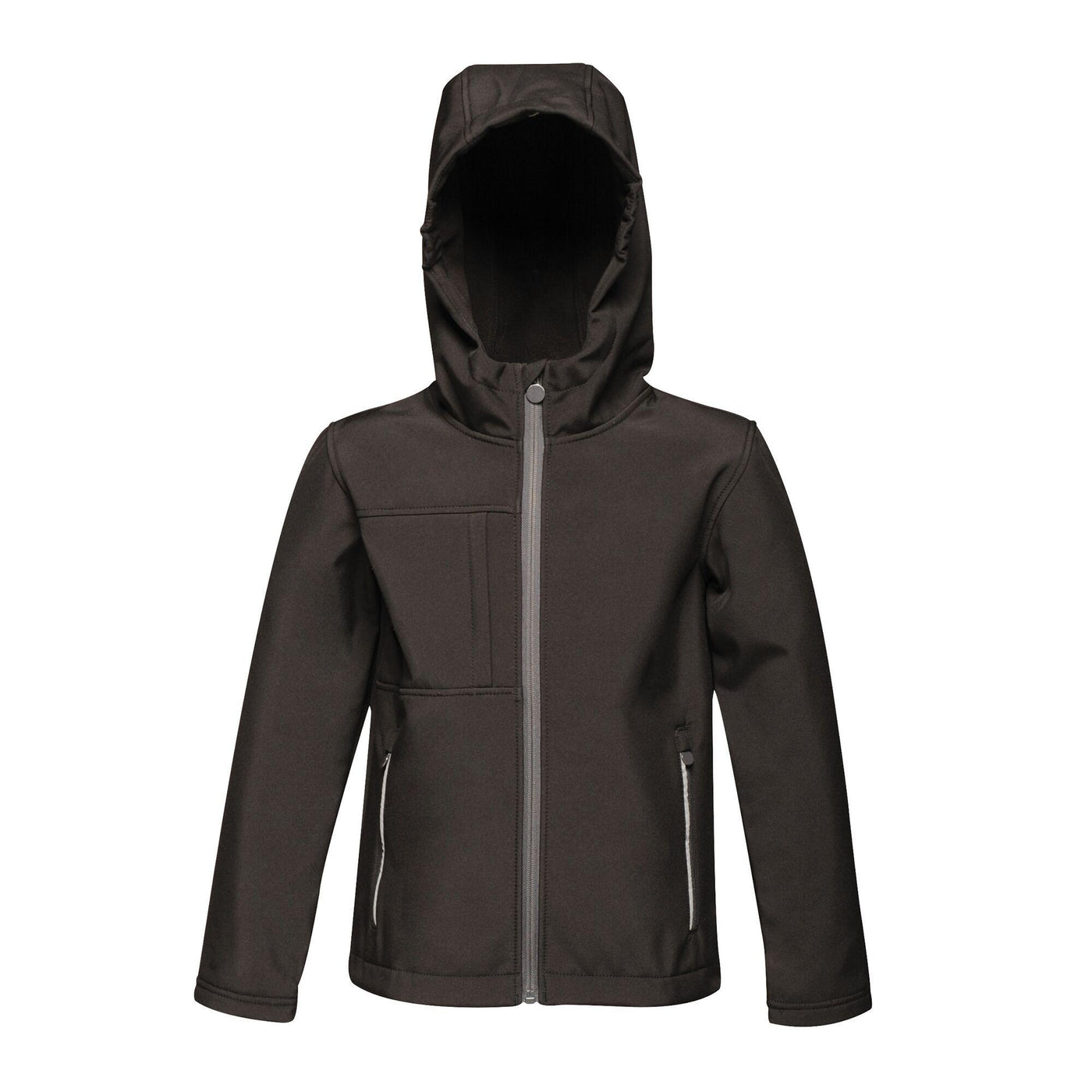 Regatta Professional Childrens Octagon Hooded Softshell Jacket Black 1#colour_black