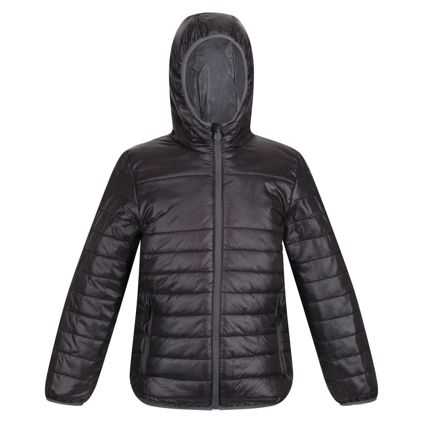 Regatta Professional Childrens Stormforce Thermal Hooded Jacket Black 1#colour_black