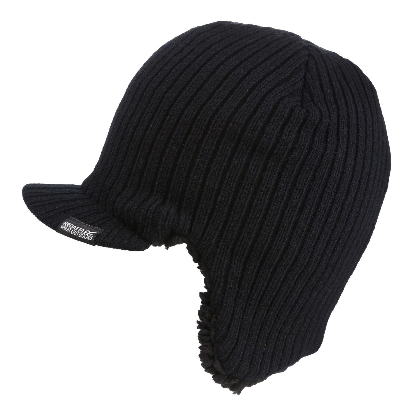 Regatta Professional Mens Anvil Knitted Peak Cap Black 1#colour_black