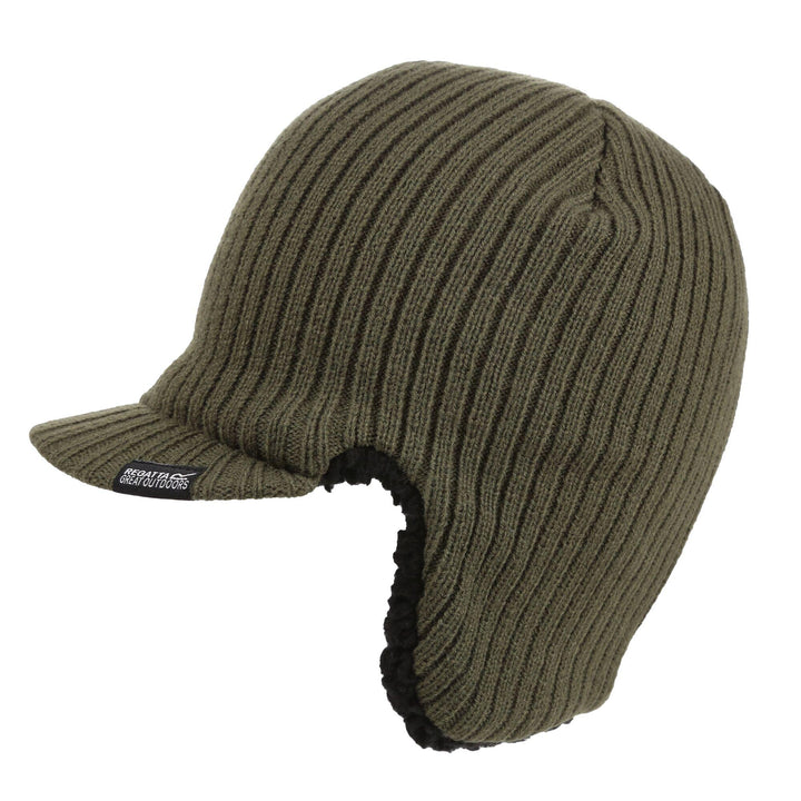 Regatta Professional Mens Anvil Knitted Peak Cap Dark Khaki 1#colour_dark-khaki