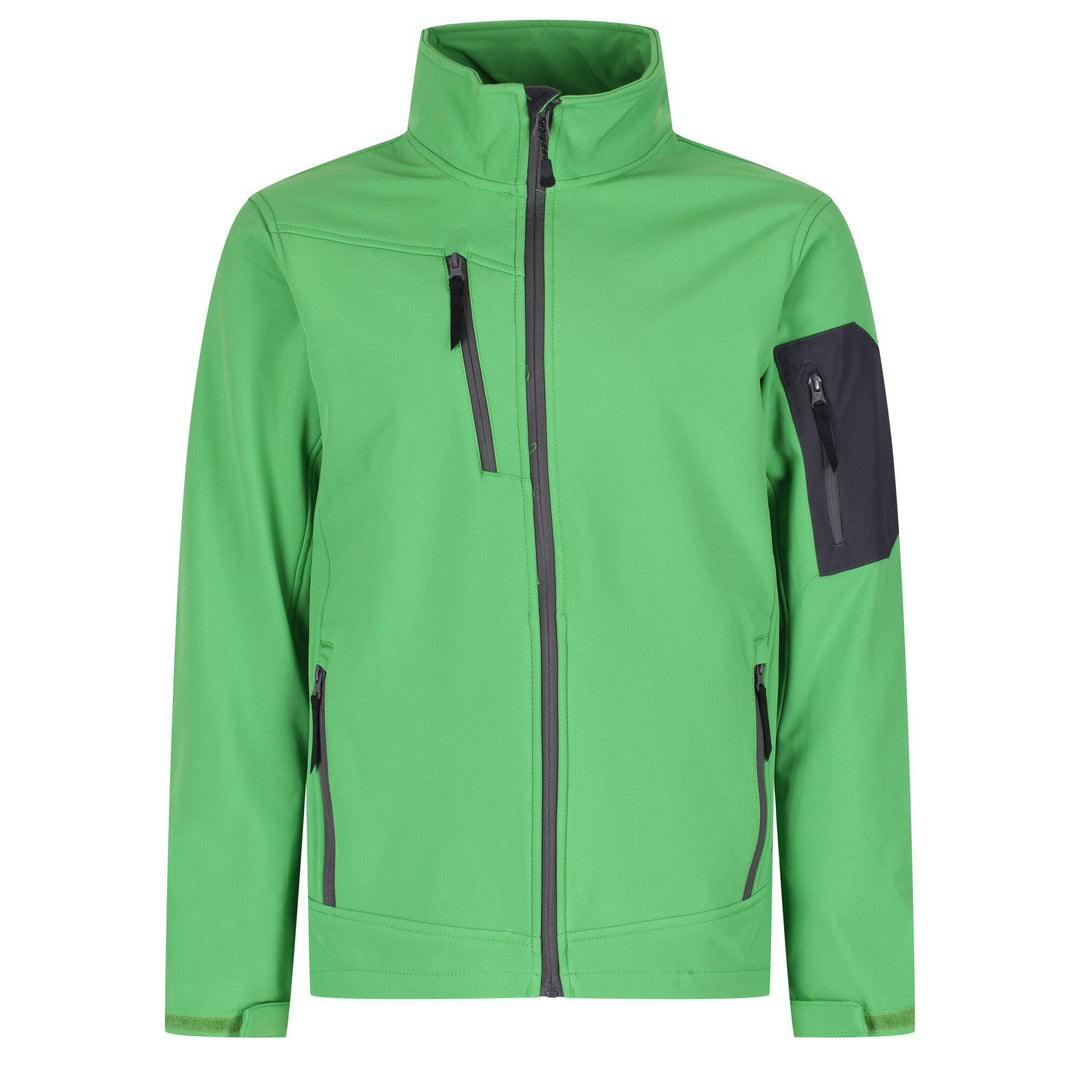 Regatta Professional Mens Arcola 3-Layer Membrane Softshell Jacket Extreme Green Seal Grey 1#colour_extreme-green-seal-grey