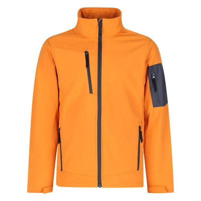 Regatta Professional Mens Arcola 3-Layer Membrane Softshell Jacket Sun Orange Seal Grey 1#colour_sun-orange-seal-grey