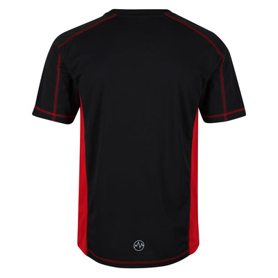Regatta Professional Mens Beijing Lightweight Cool and Dry T-Shirt Black Classic Red 2#colour_black-classic-red