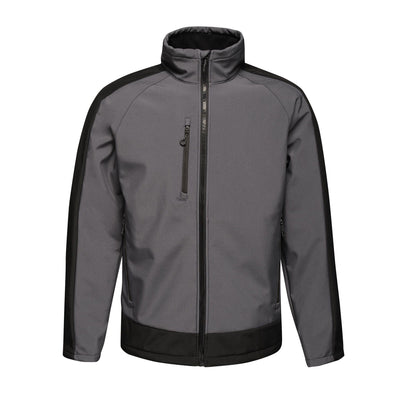 Regatta Professional Mens Contrast 3-Layer Printable Softshell Jacket Seal Grey Black 1#colour_seal-grey-black