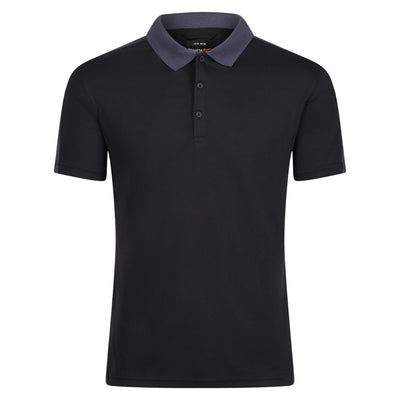 Regatta Professional Mens Contrast Coolweave Quick Wicking Polo Shirt Black Seal Grey 1#colour_black-seal-grey
