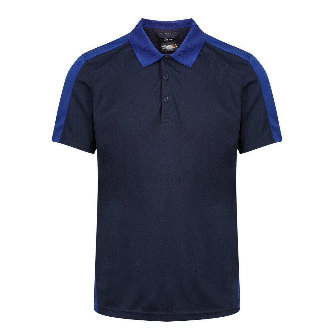 Regatta Professional Mens Contrast Coolweave Quick Wicking Polo Shirt Navy New Royal Blue 1#colour_navy-new-royal-blue