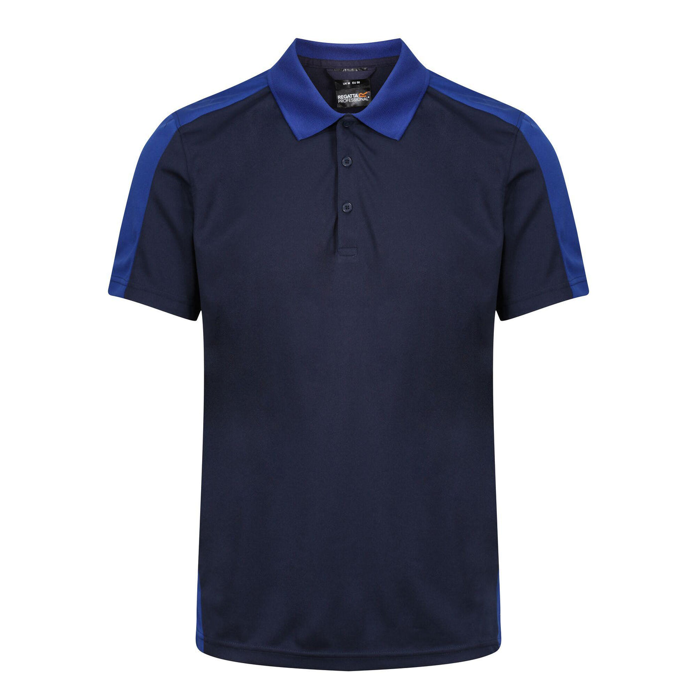Regatta Professional Mens Contrast Coolweave Quick Wicking Polo Shirt Navy New Royal Blue 1#colour_navy-new-royal-blue