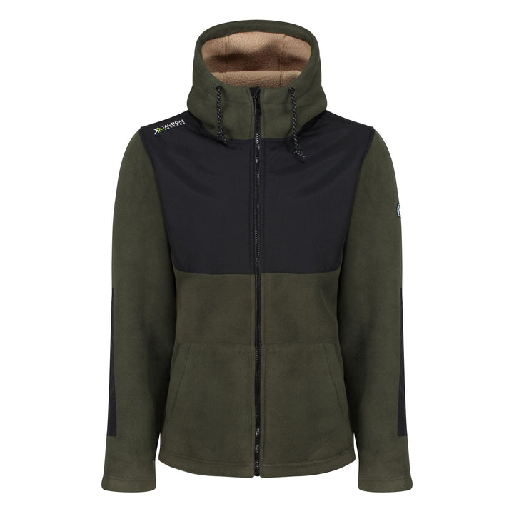 Regatta Professional Mens Garrison Hooded Jacket Dark Khaki Black 1#colour_dark-khaki-black