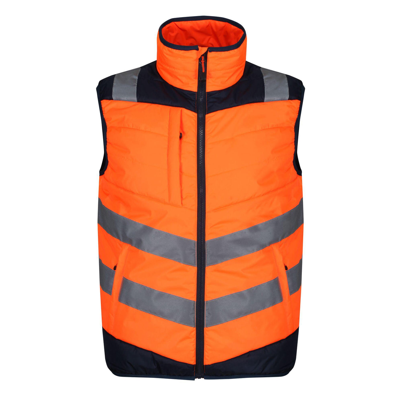 Regatta Professional Mens Hi Vis Baffle Bodywarmer Orange Navy 1#colour_orange-navy