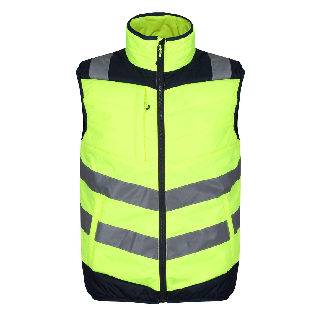 Regatta Professional Mens Hi Vis Baffle Bodywarmer Yellow Navy 1#colour_yellow-navy