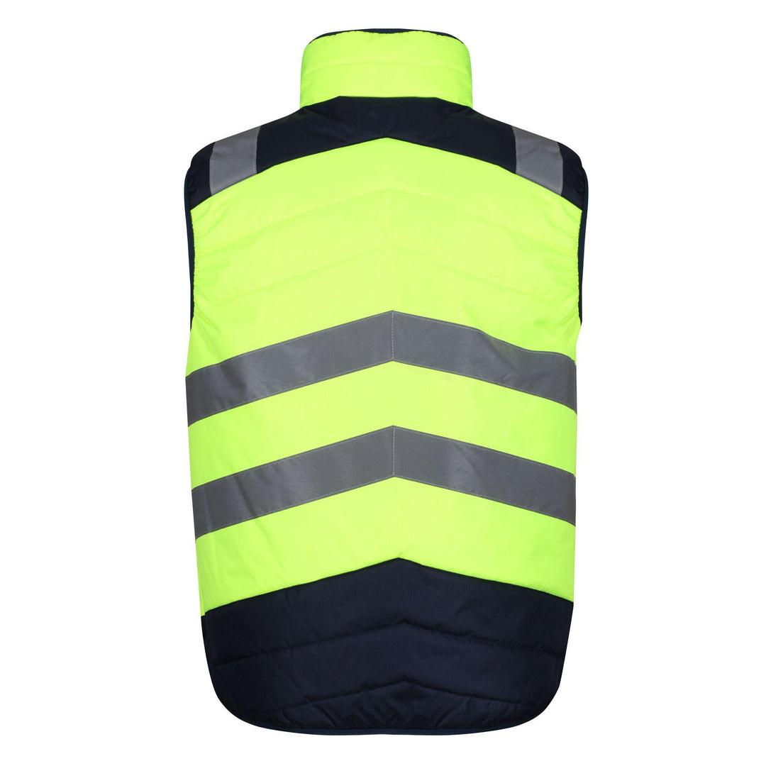 Regatta Professional Mens Hi Vis Baffle Bodywarmer Yellow Navy 2#colour_yellow-navy