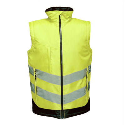 Regatta Professional Mens Hi Vis Pro Reflective Bodywarmer Yellow Navy 1#colour_yellow-navy