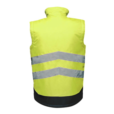 Regatta Professional Mens Hi Vis Pro Reflective Bodywarmer Yellow Navy 2#colour_yellow-navy