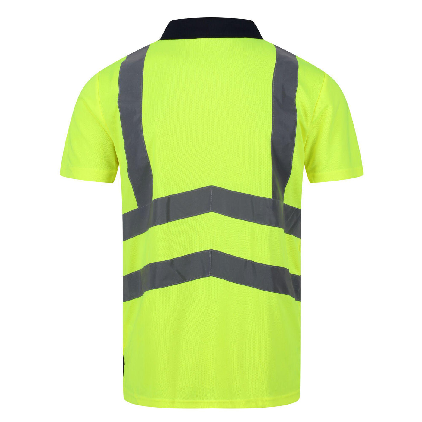 Regatta Professional Mens Hi Vis Pro Reflective Polo Work Shirt Yellow Navy 2#colour_yellow-navy