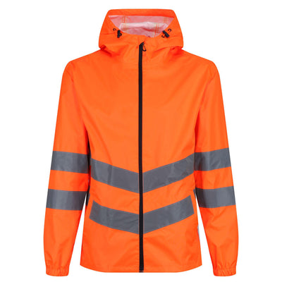 Regatta Professional Mens Hi Vis Pro Waterproof Reflective Packaway Work Jacket Orange 1#colour_orange