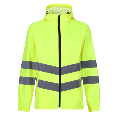 Regatta Professional Mens Hi Vis Pro Waterproof Reflective Packaway Work Jacket Yellow 1#colour_yellow