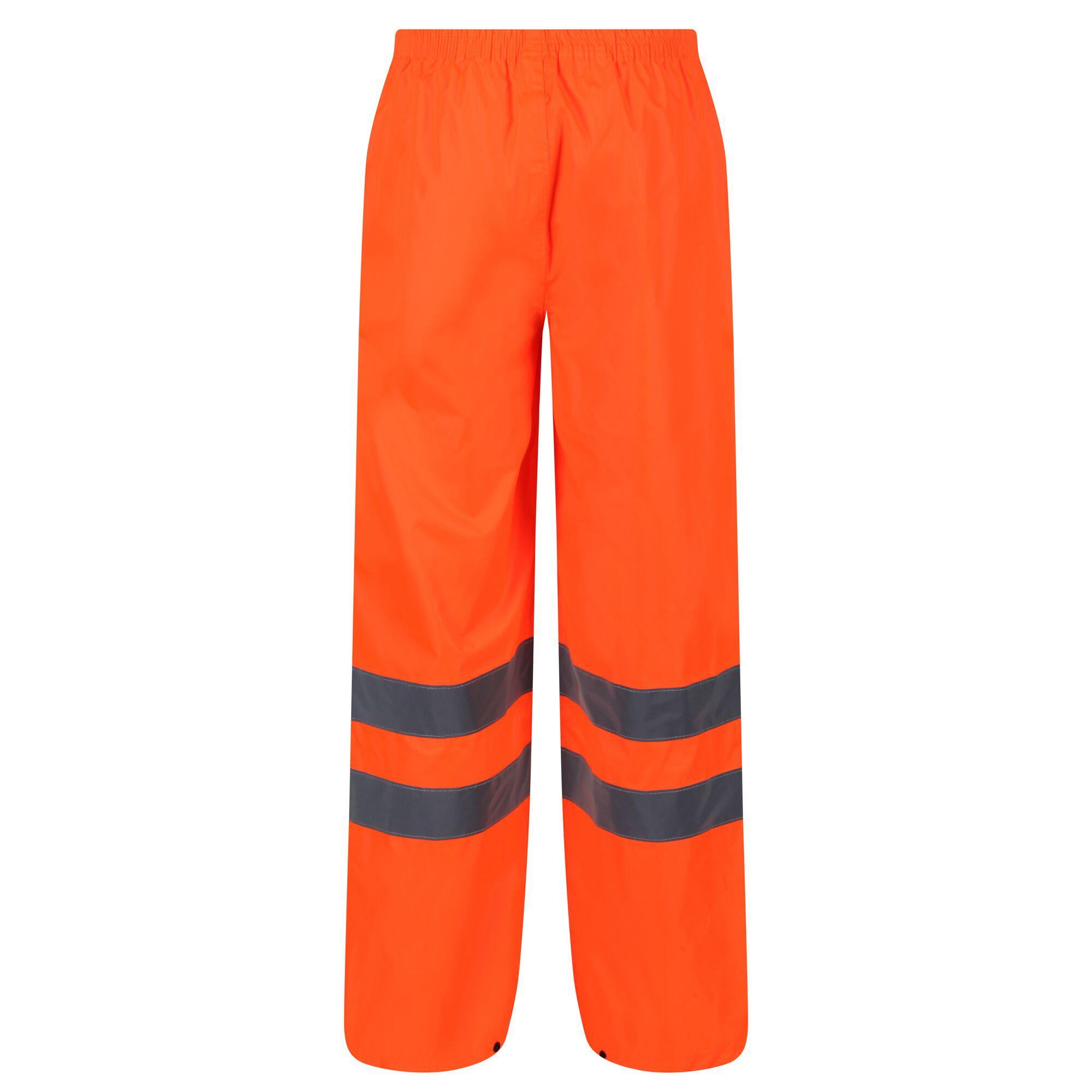 Regatta Professional Mens Hi Vis Pro Waterproof Reflective Packaway Work Over-Trousers Orange 2#colour_orange