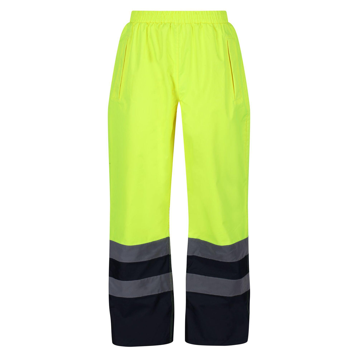 Regatta Professional Mens Hi Vis Pro Waterproof Reflective Work Over-Trousers Yellow Navy 1#colour_yellow-navy