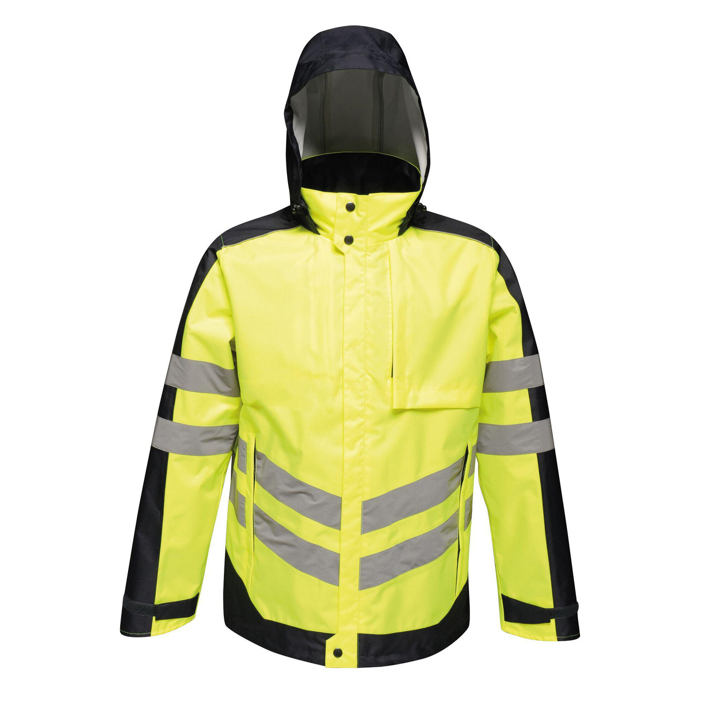Regatta Professional Mens Hi Vis Waterproof Insulated Reflective Work Jacket Yellow Navy 1#colour_yellow-navy