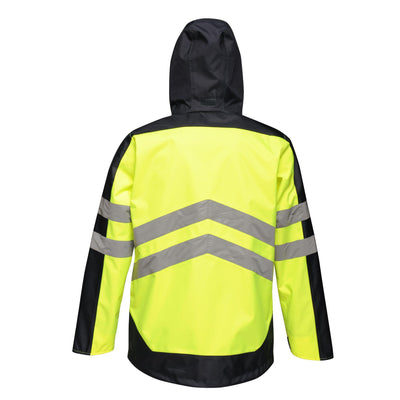 Regatta Professional Mens Hi Vis Waterproof Insulated Reflective Work Jacket Yellow Navy 2#colour_yellow-navy