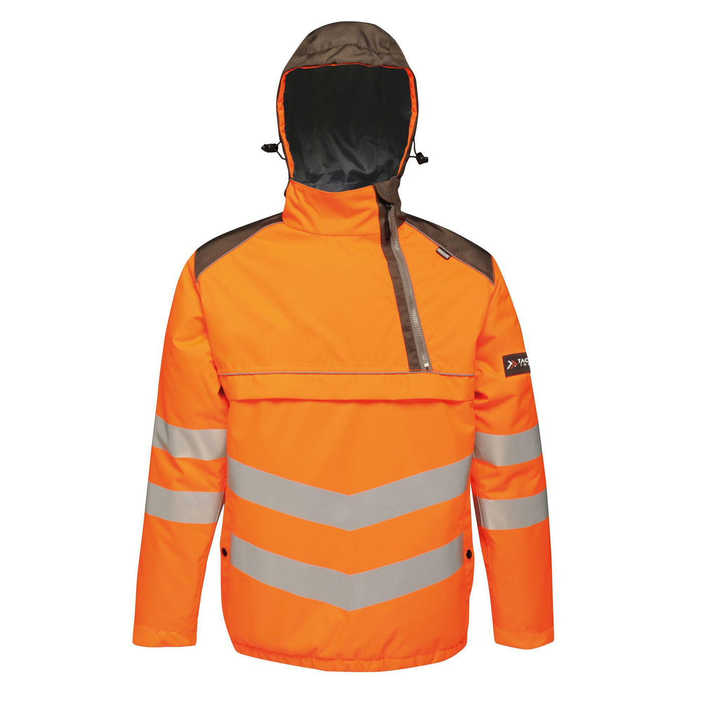 Regatta Professional Mens Hi Vis Waterproof Reflective Overhead Bomber Jacket Orange Grey 1#colour_orange-grey
