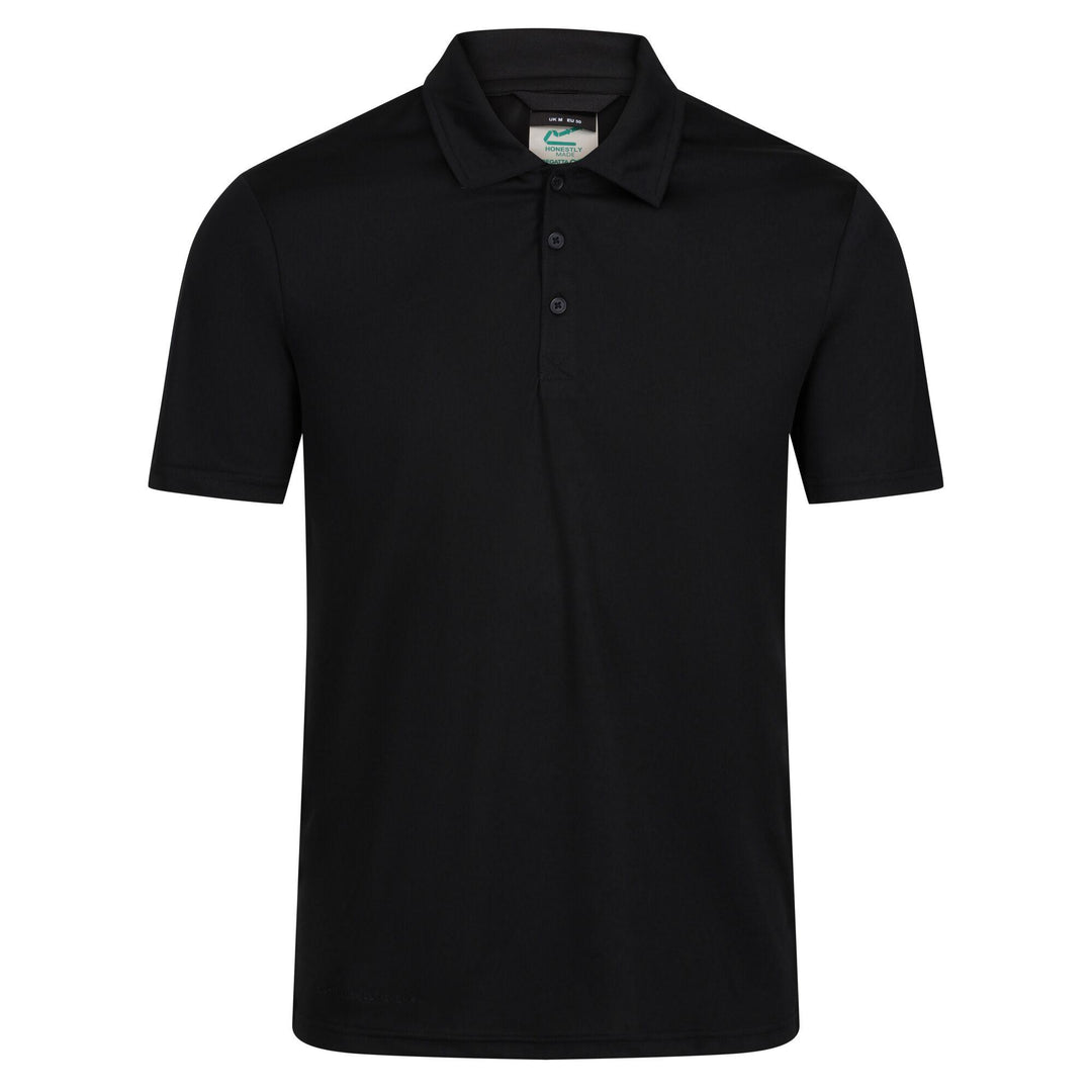 Regatta Professional Mens Honestly Made 100% Recycled Polo Shirt Black 1#colour_black