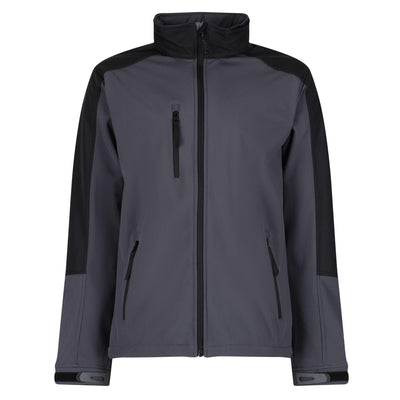 Regatta Professional Mens Hydroforce 3-Layer Membrane Hooded Softshell Jacket Seal Grey Black 1#colour_seal-grey-black