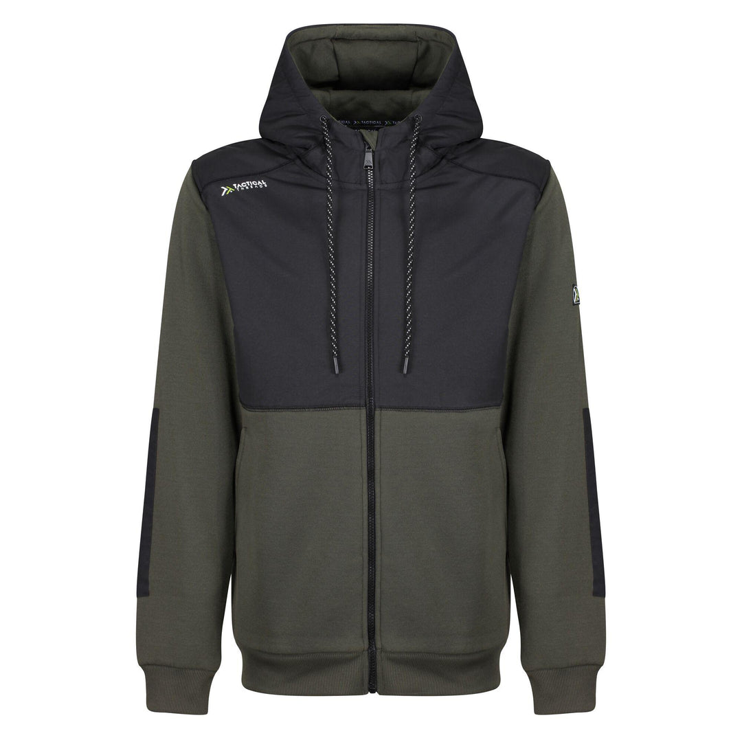 Regatta Professional Mens Major Full Zip Hoodie Dark Khaki Black 2#colour_dark-khaki-black