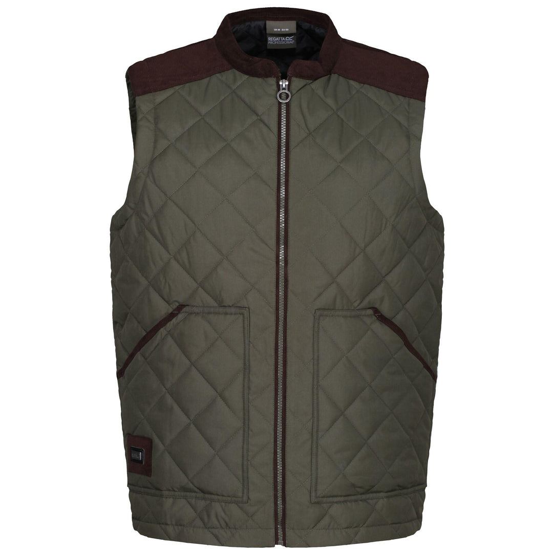 Regatta Professional Mens Moreton Quilted Bodywarmer Dark Khaki 1#colour_dark-khaki