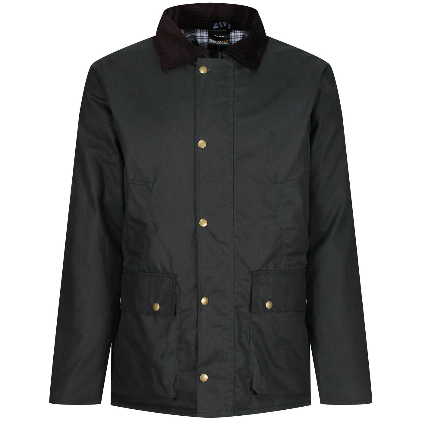 Regatta Professional Mens Pensford Wax Jacket Dark Khaki 1#colour_dark-khaki