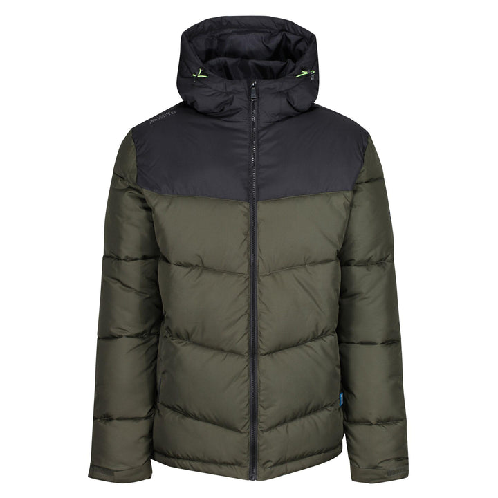 Regatta Professional Mens Regime Insulated Jacket Dark Khaki Black 1#colour_dark-khaki-black