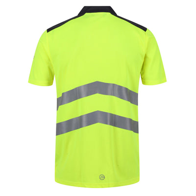 Regatta Professional Mens Tactical Hi Vis Reflective Polo Work Shirt Yellow Grey 2#colour_yellow-grey