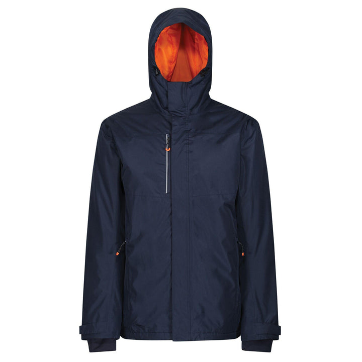 Regatta Professional Mens Thermogen Powercell 5000 Waterproof Insulated Hooded Heated Jacket Navy Magma 1#colour_navy-magma