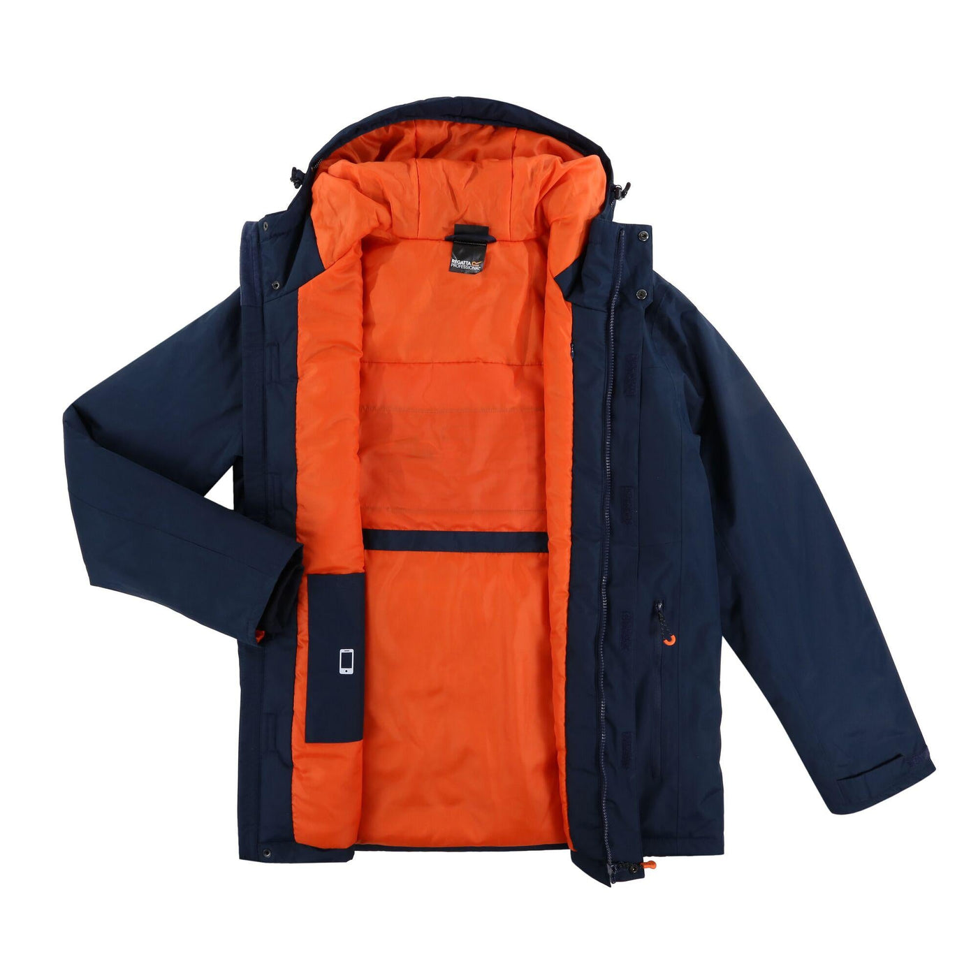 Regatta Professional Mens Thermogen Powercell 5000 Waterproof Insulated Hooded Heated Jacket Navy Magma 4#colour_navy-magma