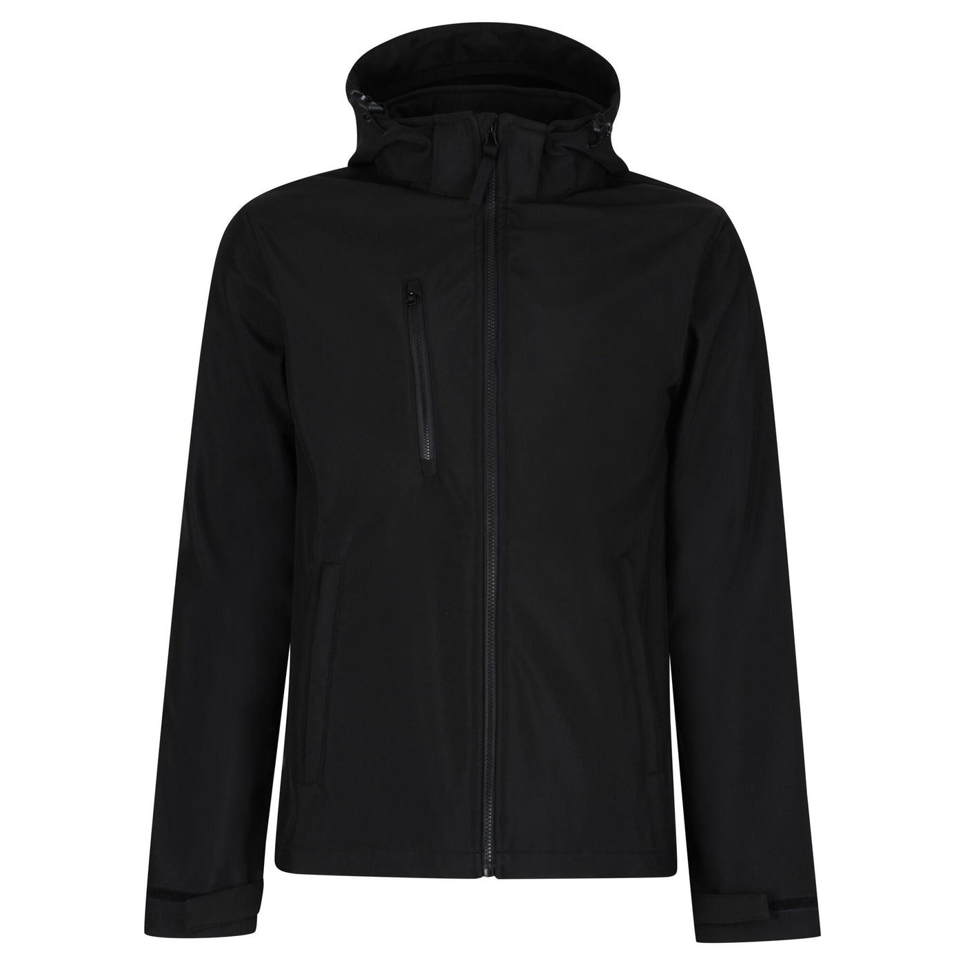 Regatta Professional Mens Venturer 3-Layer Printable Hooded Softshell Jacket Black 1#colour_black