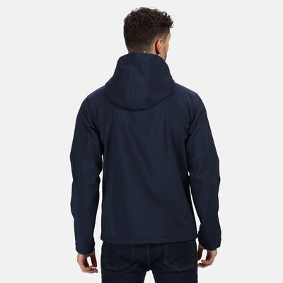 Regatta Professional Mens Venturer 3-Layer Printable Hooded Softshell Jacket Navy Model 2#colour_navy