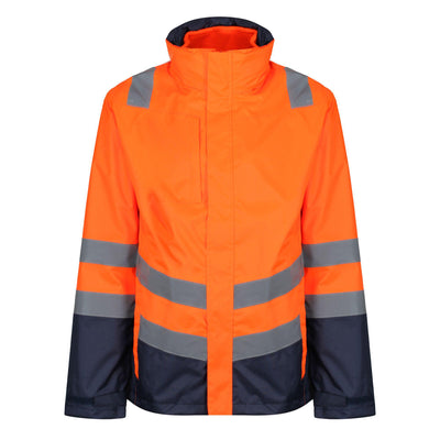 Regatta Professional Mens Waterproof 3-in-1 Hi Vis Jacket Orange Navy 1#colour_orange-navy