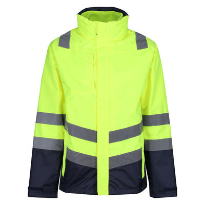 Regatta Professional Mens Waterproof 3-in-1 Hi Vis Jacket Yellow Navy 1#colour_yellow-navy