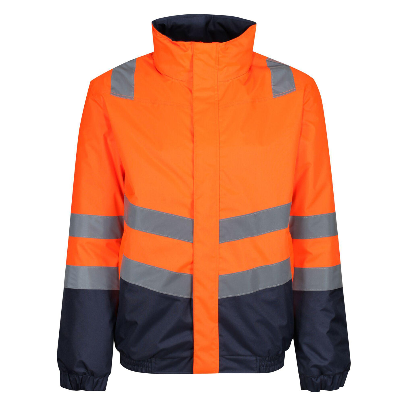 Regatta Professional Mens Waterproof Hi Vis Bomber Jacket Orange Navy 1#colour_orange-navy