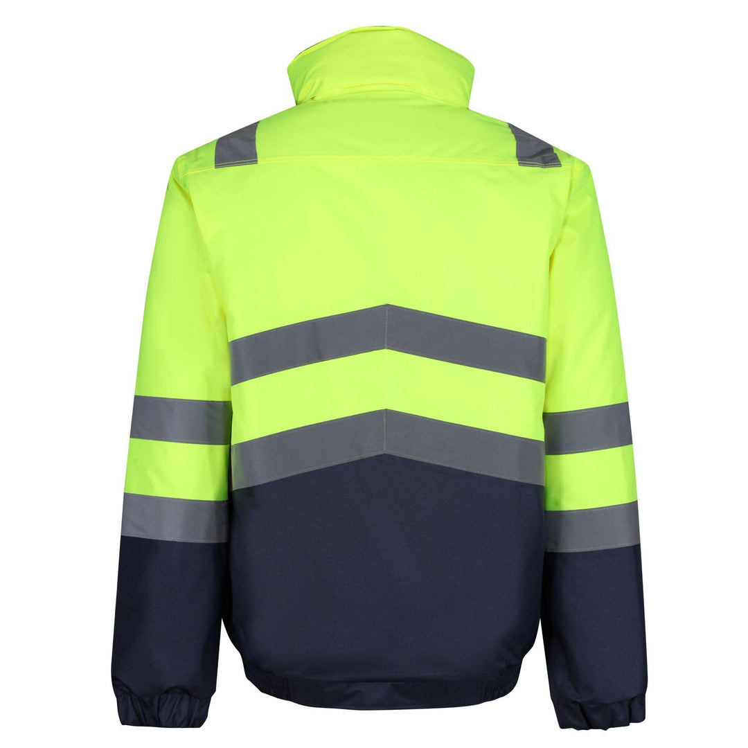 Regatta Professional Mens Waterproof Hi Vis Bomber Jacket Yellow Navy 2#colour_yellow-navy